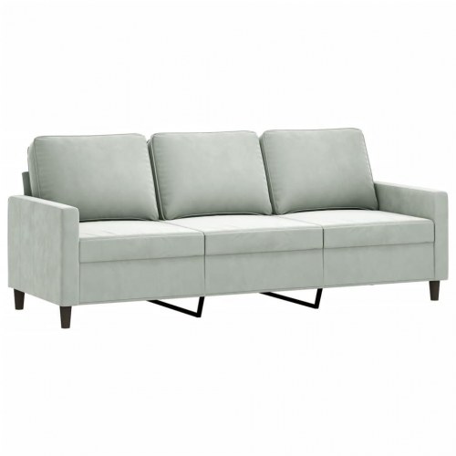 3-personers sofa i velour - lysegrå, sædebredde 180 cm