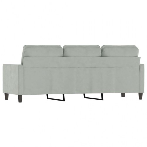 3-personers sofa i velour - lysegrå, sædebredde 180 cm