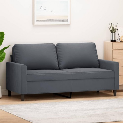 2-personers sofa i fløjl - mørkegrå, sædebredde 140 cm