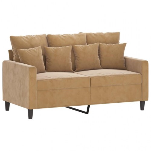 Sofasæt i velour - 2-personers + 2-personers, brun, med hynder