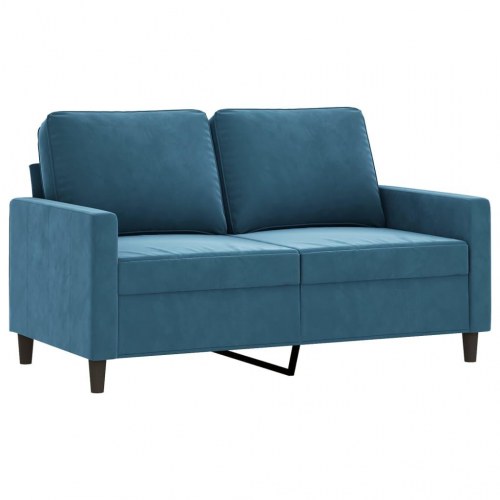 Sofasæt i velour - 2- og 3-personers, blå med hynder