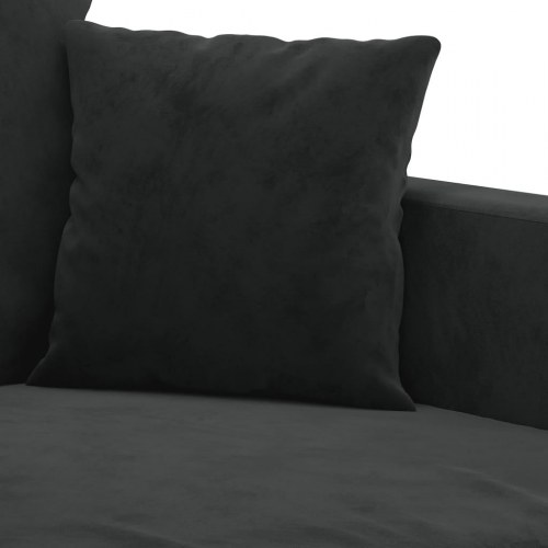 Sofasæt i velour - 2-pers. + 2-pers., sort, inkl. hynder