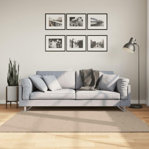 Gulvtæppe HUARTE 160x160 cm - kort luv, vaskbart, sandfarvet