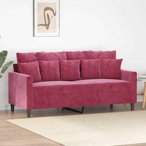 2-personers sofa i velour - vinrød