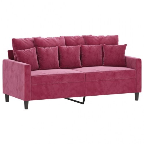 2-personers sofa i velour - vinrød