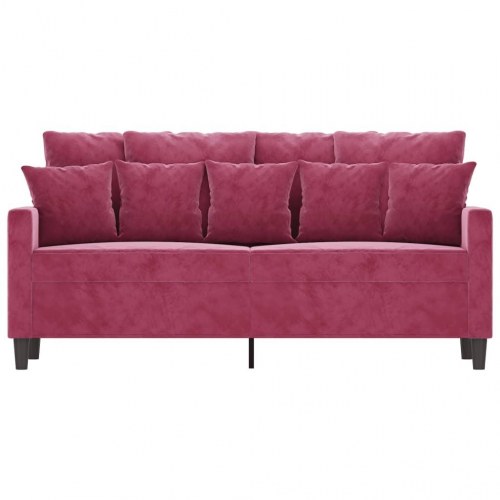 2-personers sofa i velour - vinrød