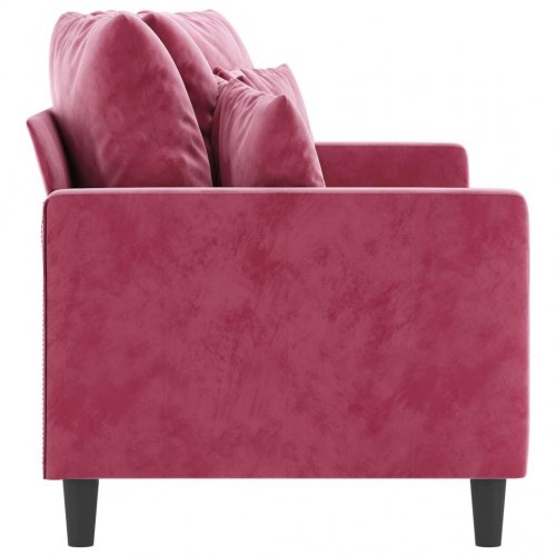 2-personers sofa i velour - vinrød