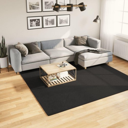 Gulvtæppe HUARTE 240×240 cm - kort luv, vaskbart, sort