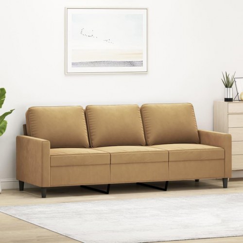 3-personers sofa i fløjl - brun, sædebredde 180 cm