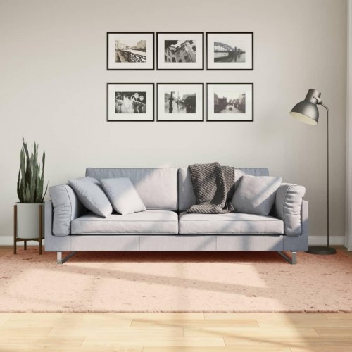 Gulvtæppe HUARTE 160×230 cm - kort luv, vaskbart, rosa