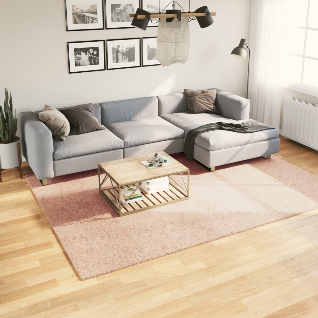 Gulvtæppe HUARTE 200x280 cm kort luv og vaskbart rosa billede