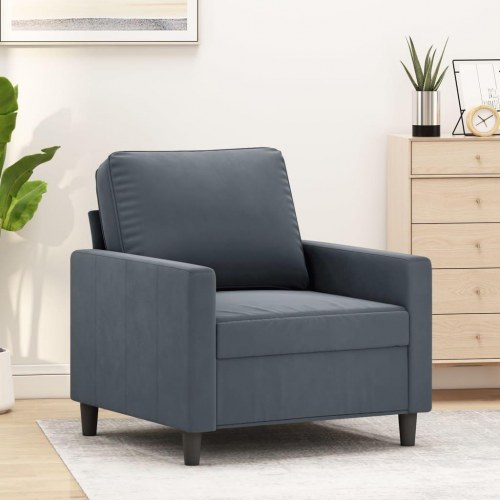 Lænestol i velour - 60 cm sædebredde, mørkegrå