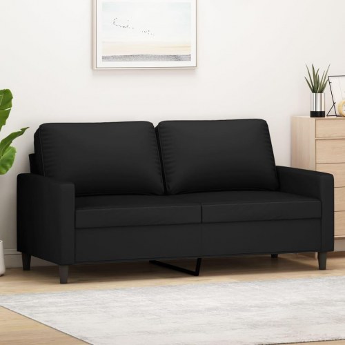 2-personers sofa i fløjl - 140 cm sædebredde, sort