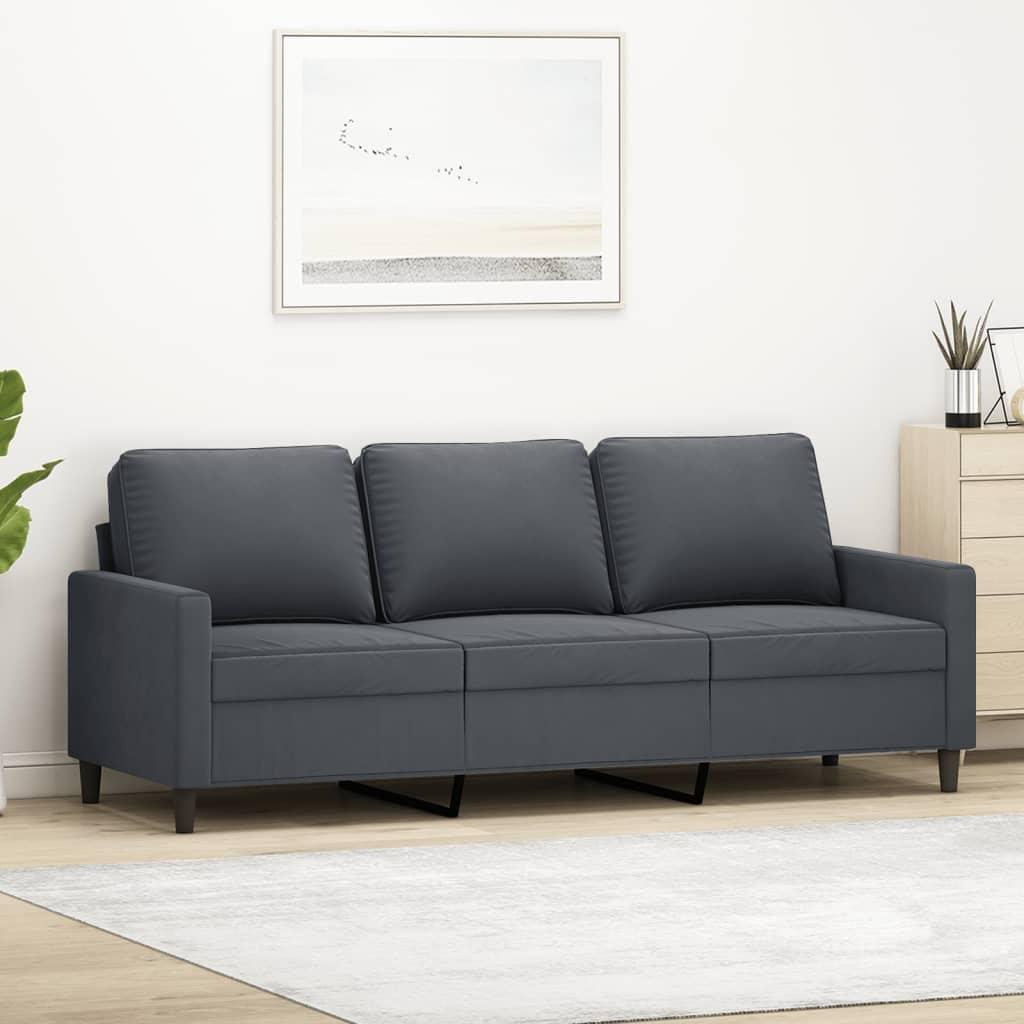 3-personers sofa 180 cm fløjl mørkegrå billede