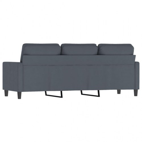 3-personers sofa i fløjl - mørkegrå, sædebredde 180 cm