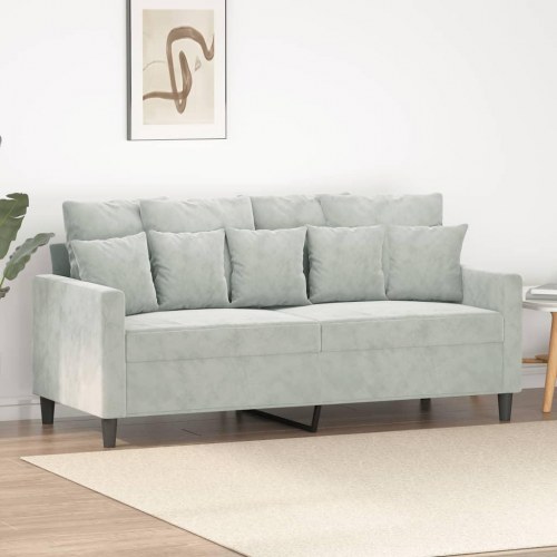 2-personers sofa i fløjl - lysegrå