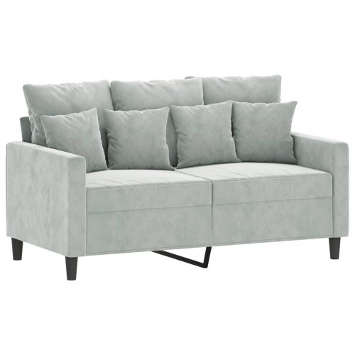 Sofasæt i velour, 2 dele med hynder - lysegrå