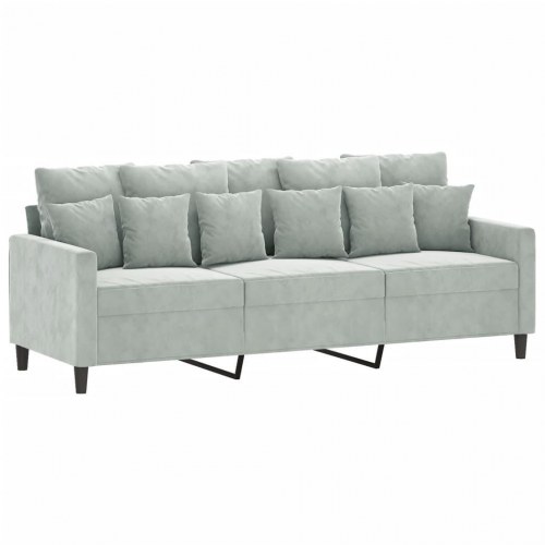 Sofasæt i velour, 2 dele med hynder - lysegrå
