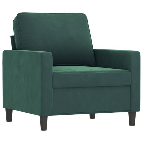 Sofasæt i velour - 4 dele med hynder, mørkegrøn