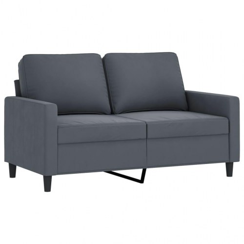 Sofasæt i velour, 3 dele med hynder - mørkegrå