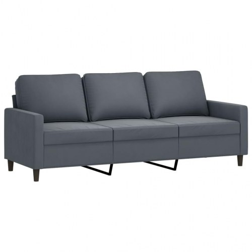Sofasæt i velour, 3 dele med hynder - mørkegrå
