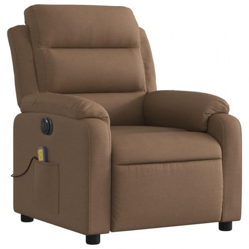 Eldreven massagestol i stof - brun