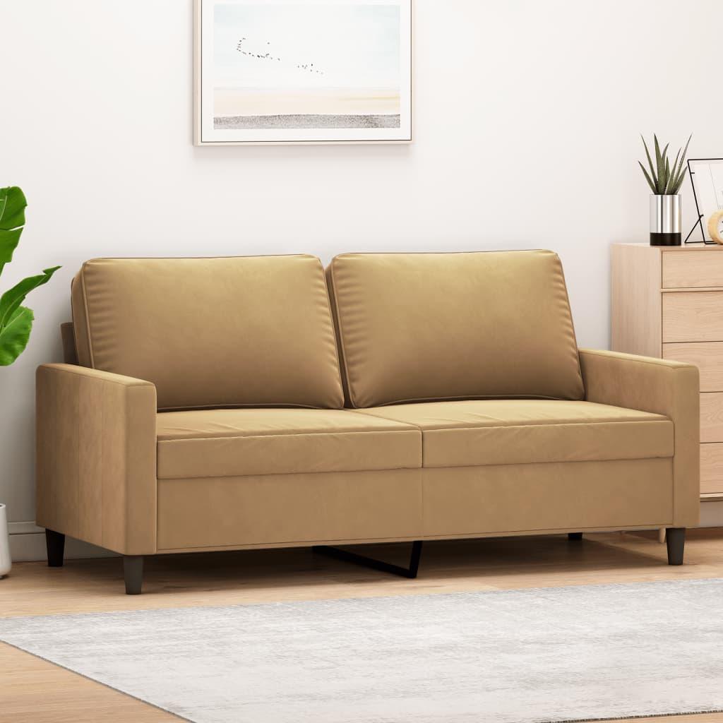 2 Personers Sofa 140 Cm Fløjl Brun