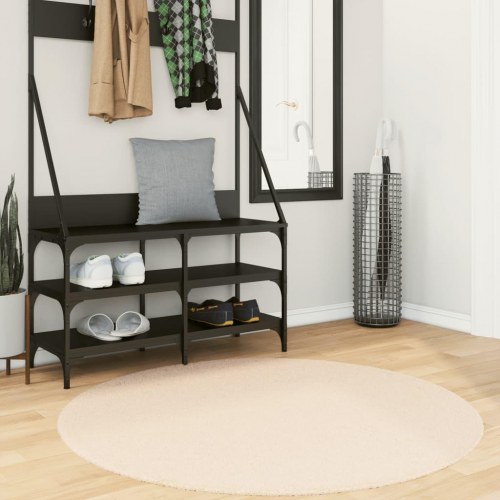 Rundt gulvtæppe HUARTE Ø120 cm - kort luv, vaskbart, beige