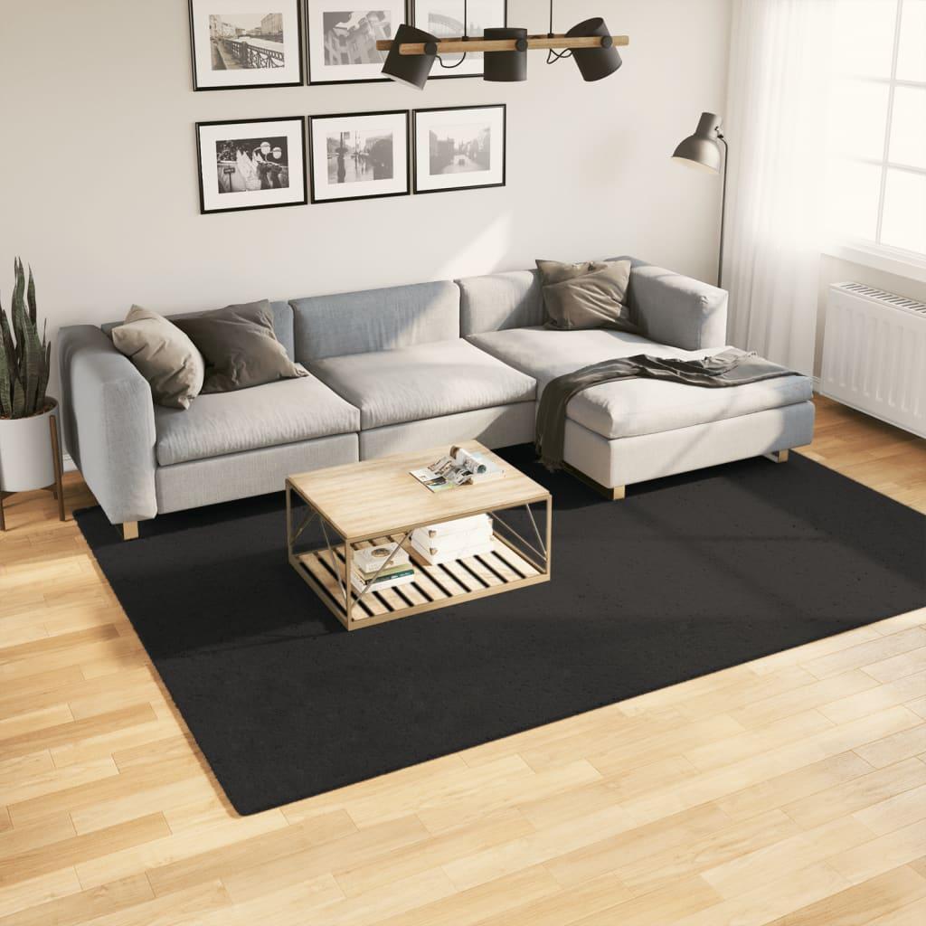 Gulvtæppe HUARTE 200x280 cm kort luv og vaskbart sort