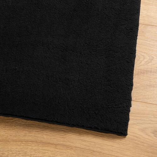 Gulvtæppe 100x200 cm kort luv og vaskbart sort