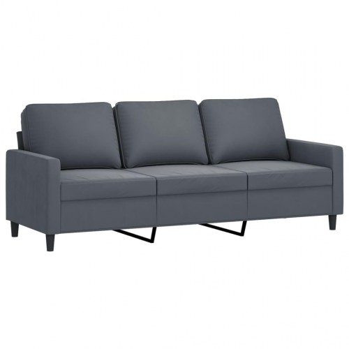 Sofasæt i velour, 4 dele med hynder - mørkegrå