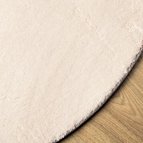 Gulvtæppe HUARTE Ø 160 cm kort luv og vaskbart beige