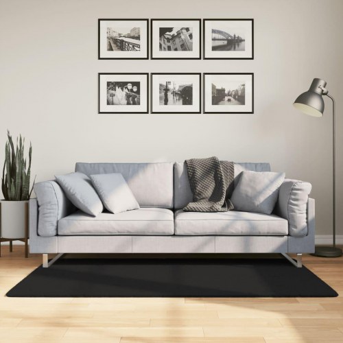 Gulvtæppe HUARTE 80 × 150 cm - kort luv, vaskbart, sort