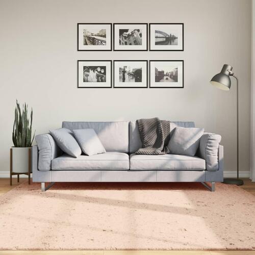 Gulvtæppe HUARTE 200x200 cm kort luv og vaskbart rosa