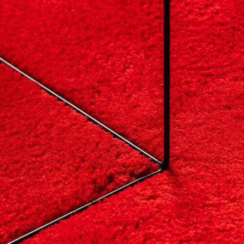 Gulvtæppe 80x250 cm kort luv og vaskbart rød