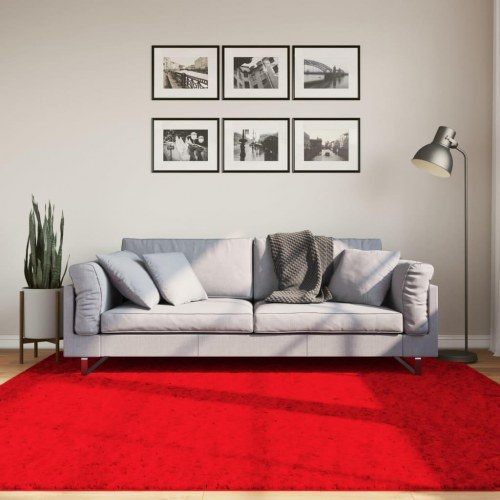 Gulvtæppe HUARTE 200x200 cm kort luv og vaskbart rød