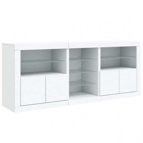 Skænk med LED-lys 181,5×37×67 cm - hvid