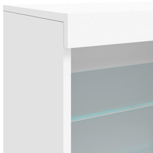 Skænk med LED-lys 181,5×37×67 cm - hvid