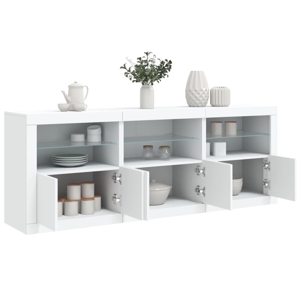 Skænk med LED-lys 181,5×37×67 cm - hvid
