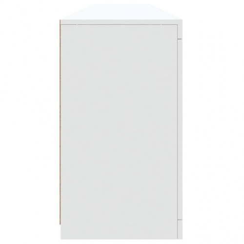 Skænk med LED-lys 202×37×67 cm - hvid, konstrueret træ og glas