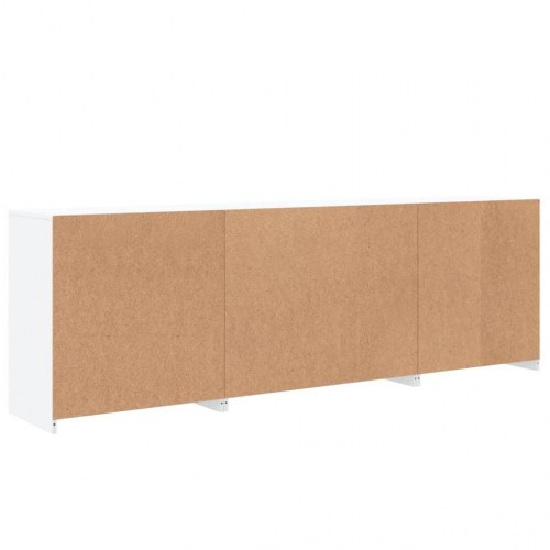 Skænk med LED-lys 202×37×67 cm - hvid, konstrueret træ og glas