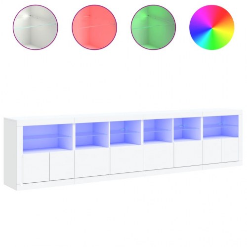 Skænk med LED-lys 283×37×67 cm - hvid