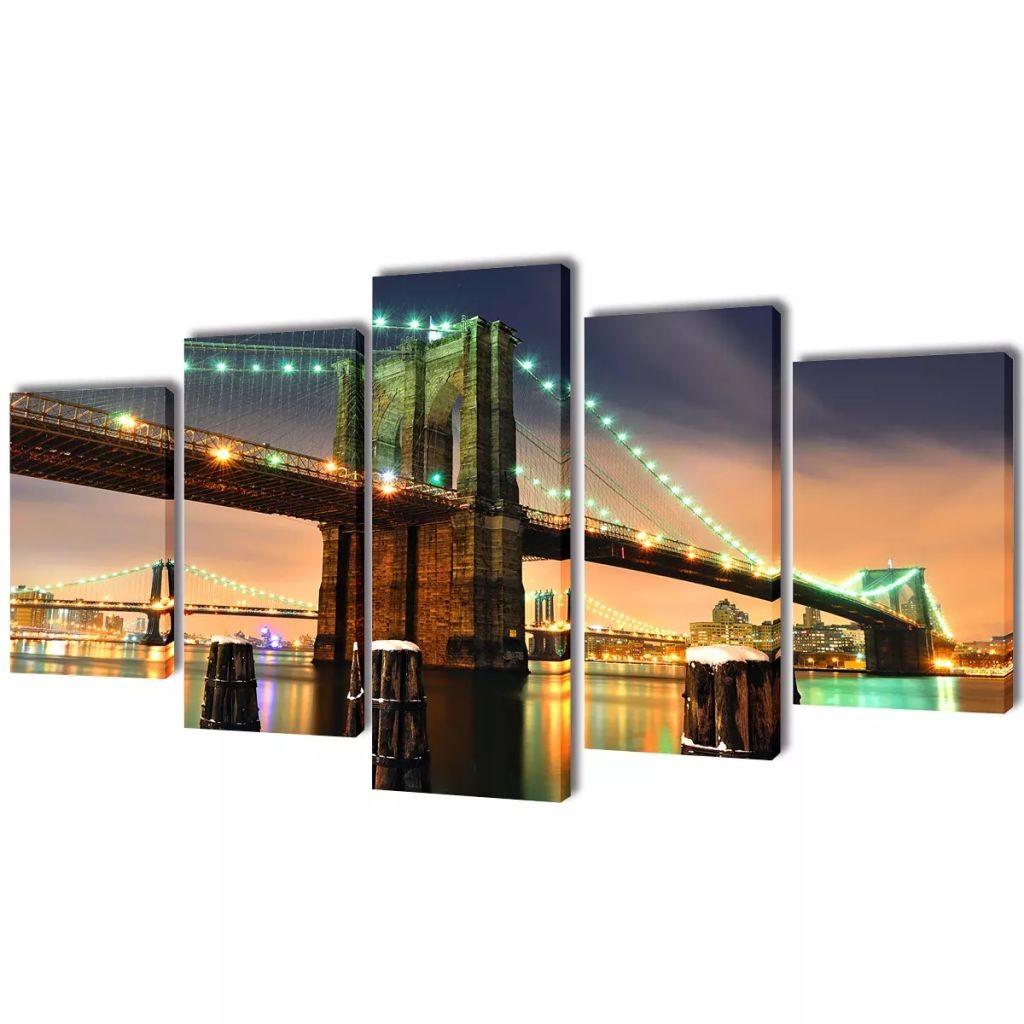 Kanvasbilledsæt Brooklyn Bridge 100 x 50 cm