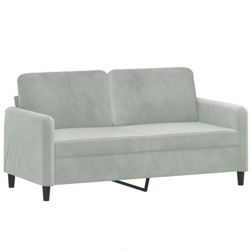 2-personers sofa i velour med pyntepuder, 140 cm - lysegrå