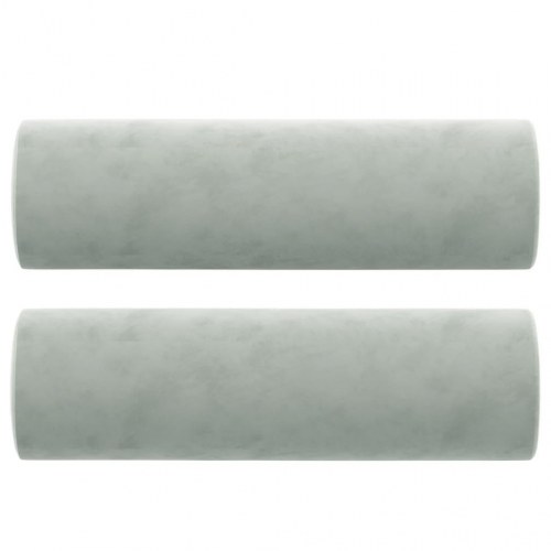 2-personers sofa i velour med pyntepuder, 140 cm - lysegrå