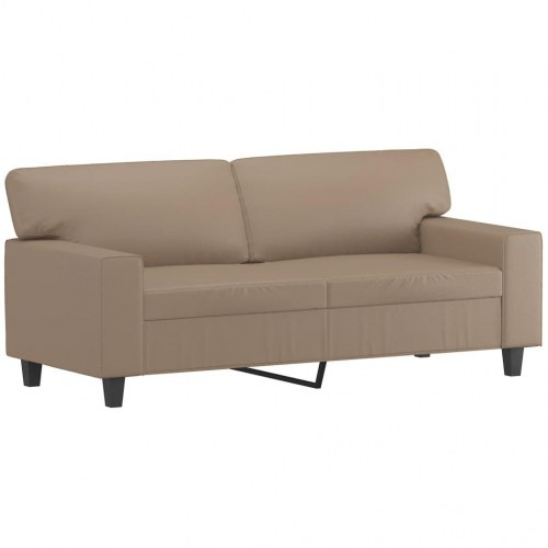 2-personers sofa med pyntepuder i kunstlæder - cappuccino