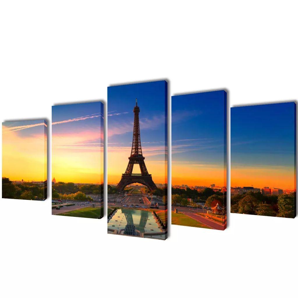Kanvasbilledsæt Eiffeltårnet 200 x 100 cm