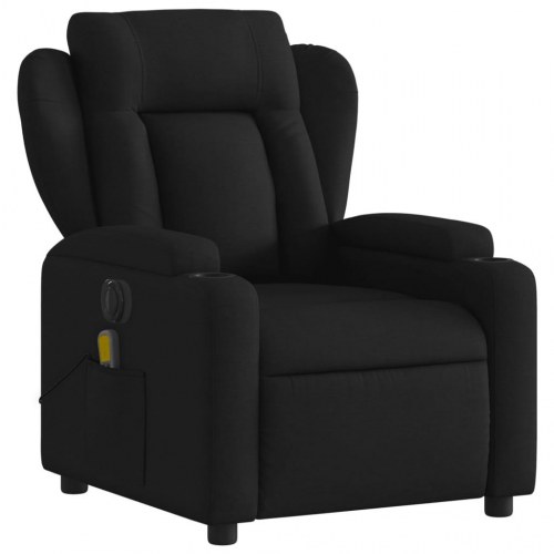 Massagestol med eldreven reclinerfunktion i stof - sort