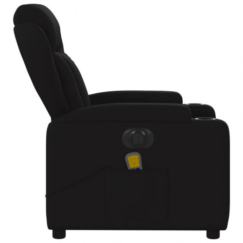 Massagestol med eldreven reclinerfunktion i stof - sort