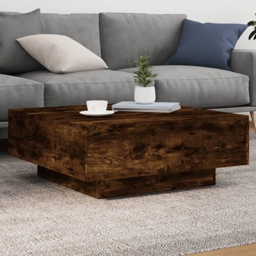 Sofabord 80×80×31 cm i konstrueret træ - røget egetræ